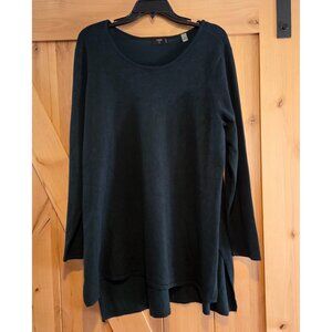 Tahari Sweater Green Women's 1X Longer Length Side Slit Rayon Nylon Pretty